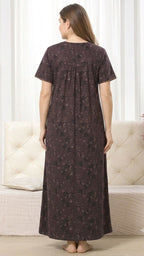 Vintage Bloom Digital Print Maxi Nightgown