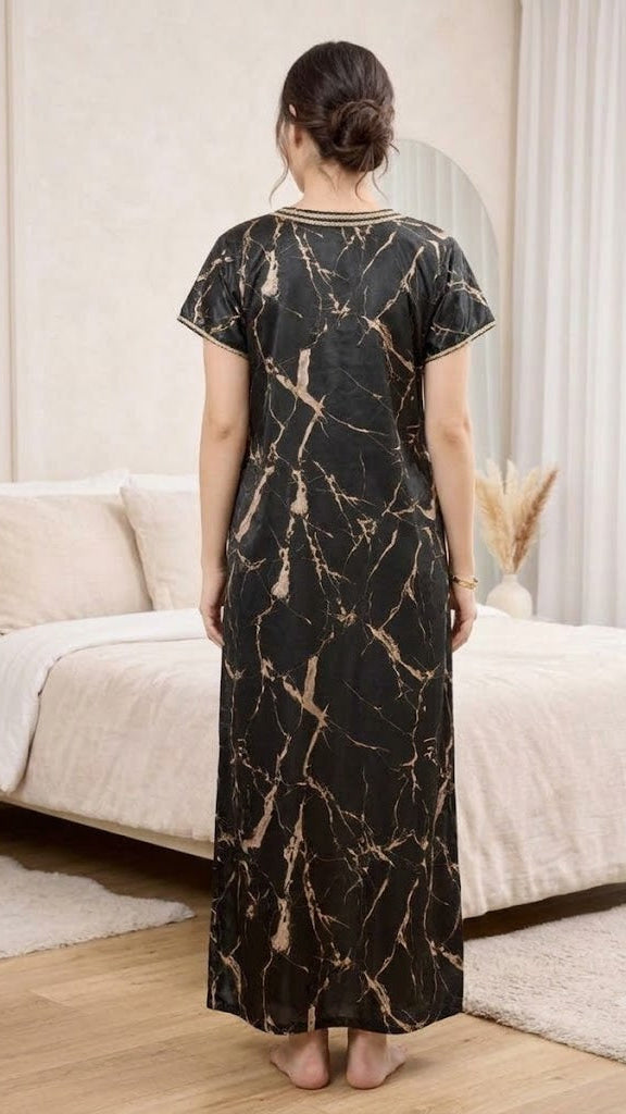 Marble Print Satin Night | Nightgown Secondary image