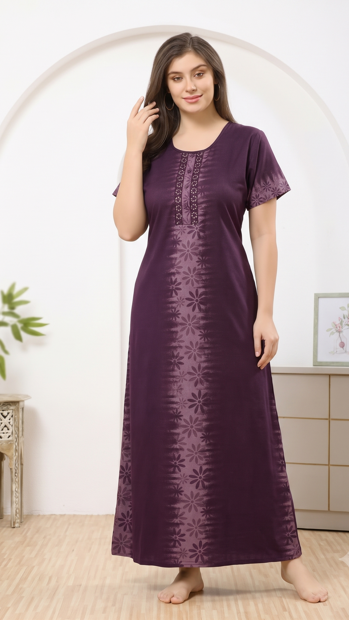 Flower Embriodery Alphine Nightgown