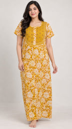Floral Embroidered Cotton Nighty