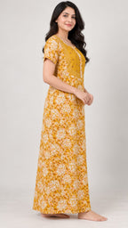 Floral Embroidered Cotton Nighty