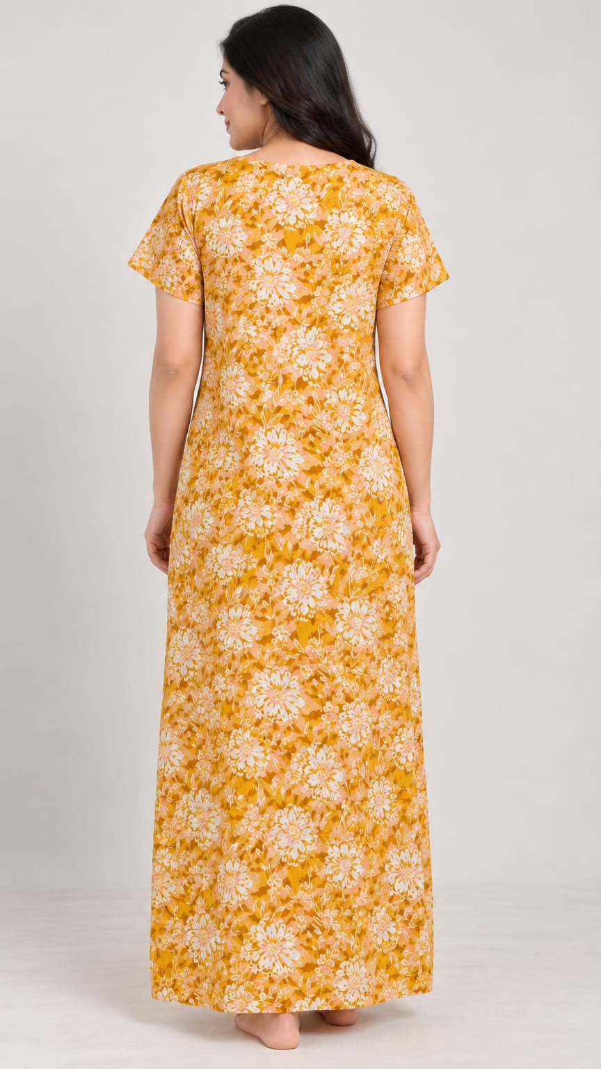 Floral Embroidered Cotton Nighty