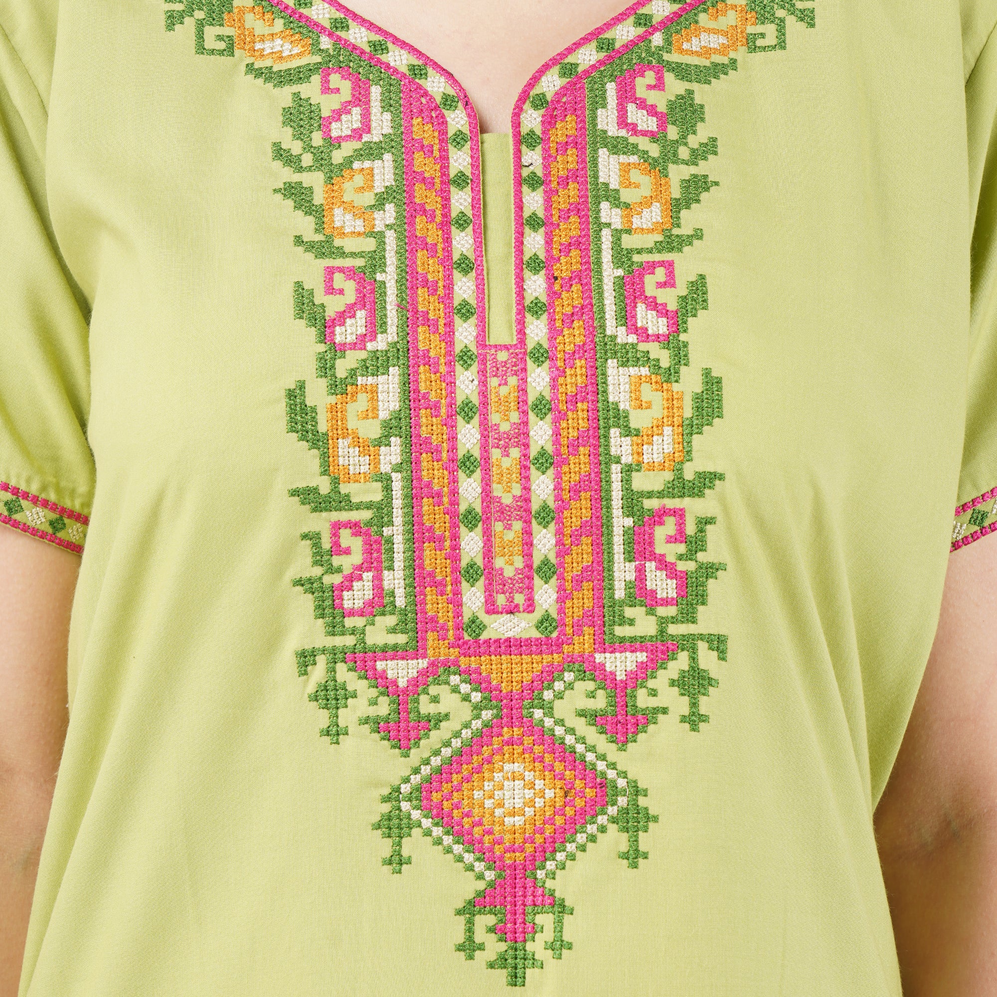 Crosswork Embroidered  Nightgown