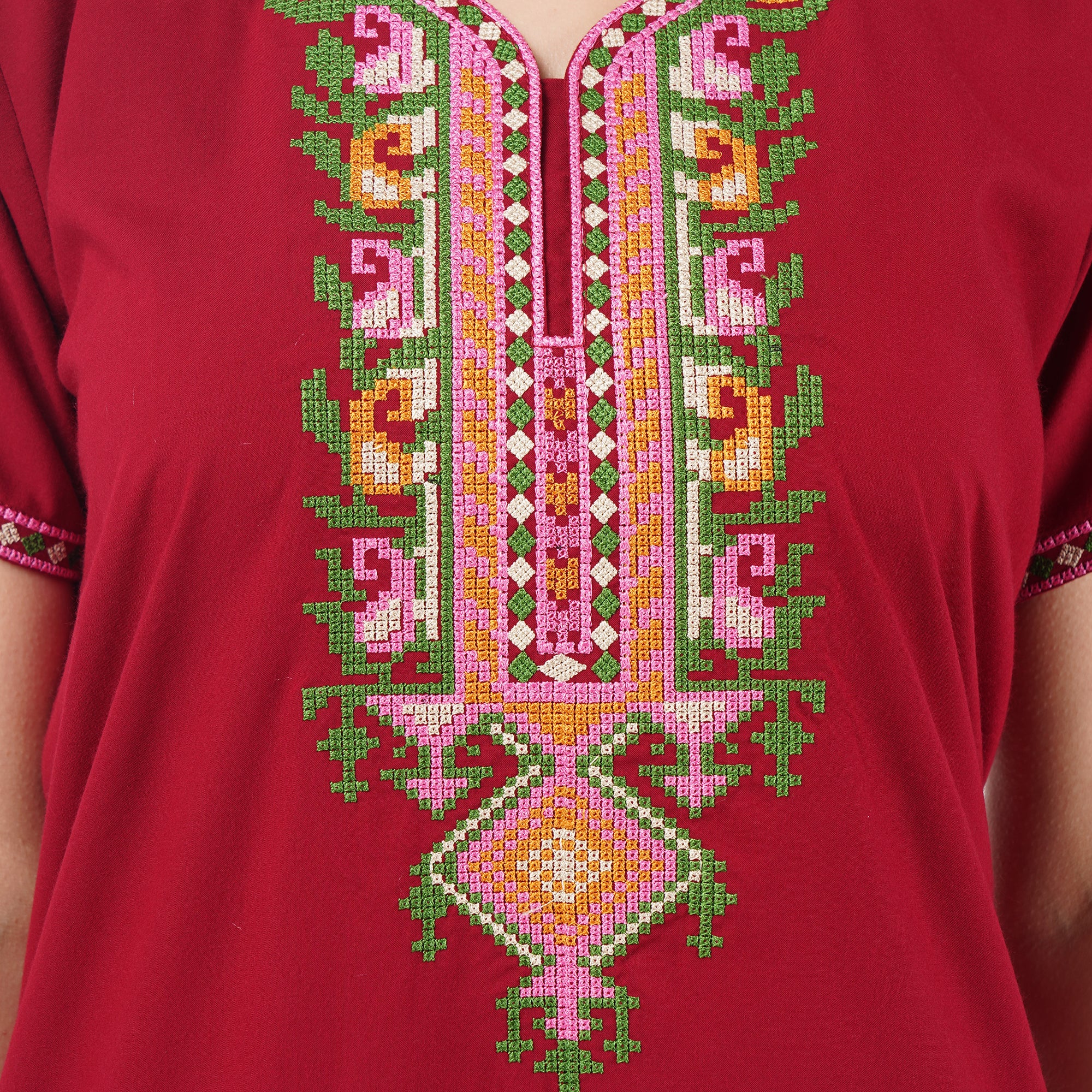 Crosswork Embroidered  Nightgown