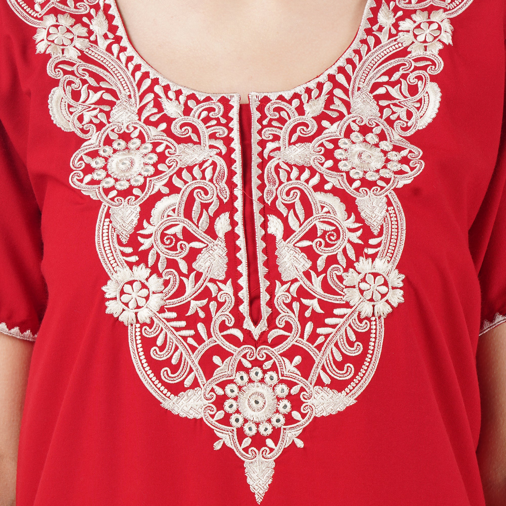 White Floral Embroidered Nightgown