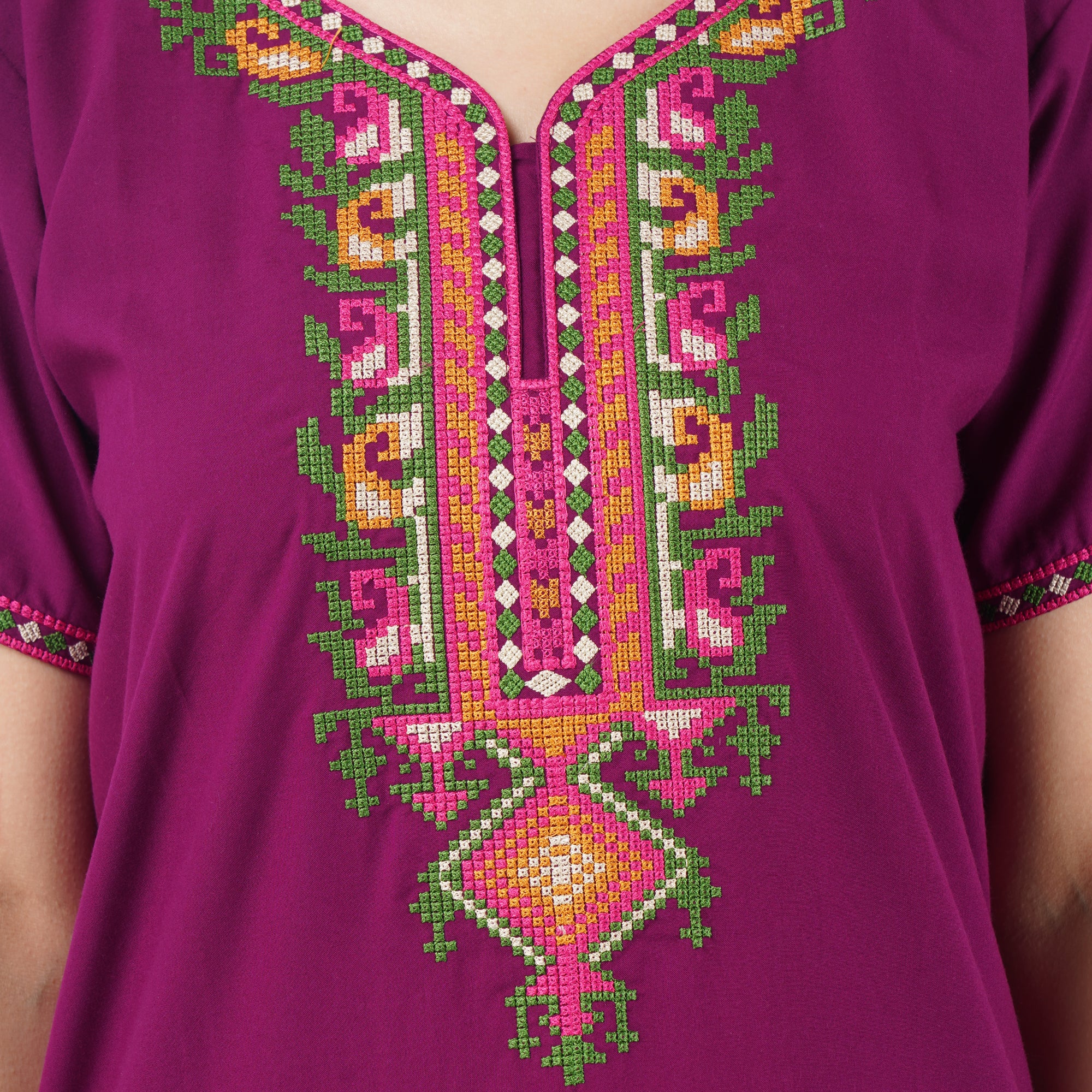 Crosswork Embroidered  Nightgown