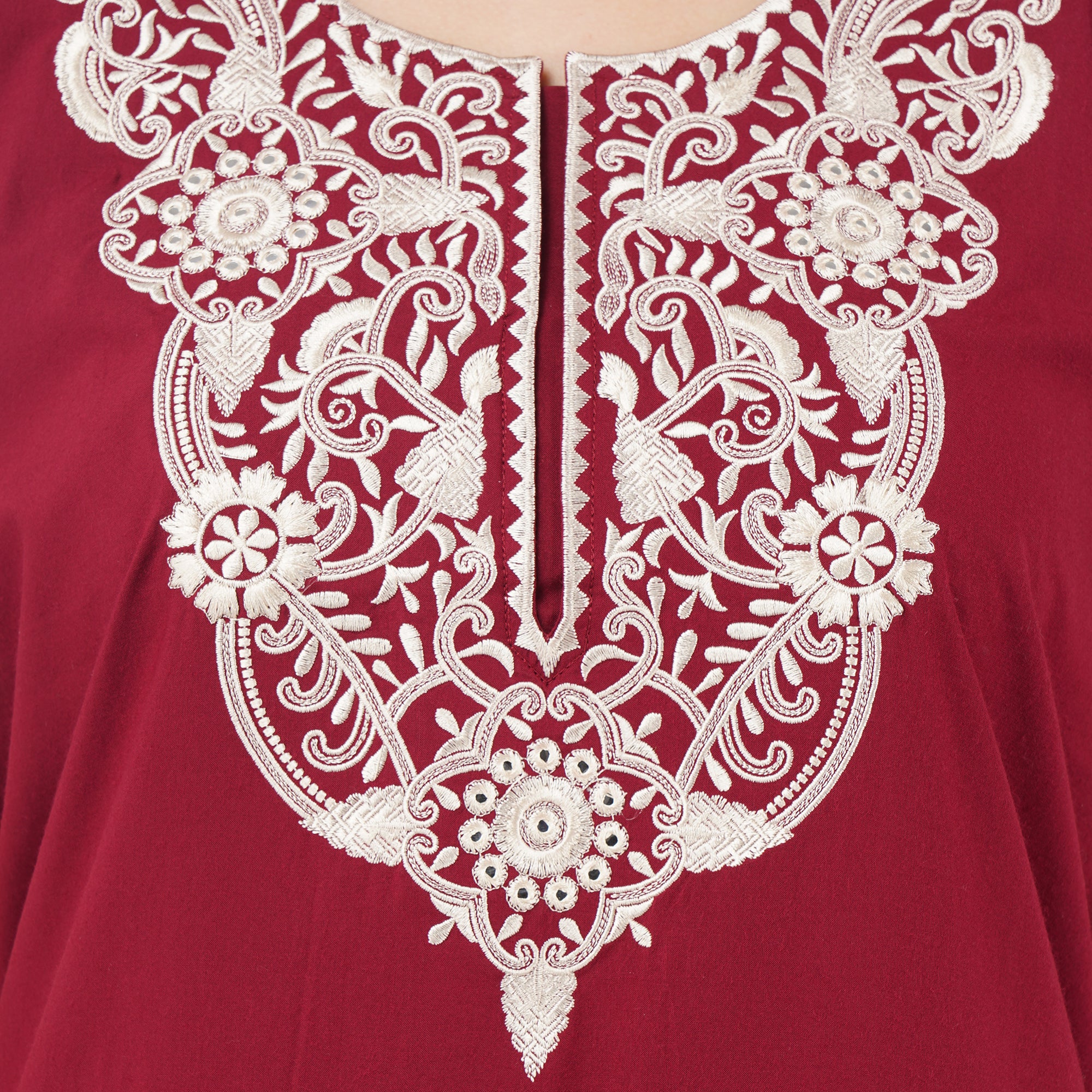 White Floral Embroidered Nightgown