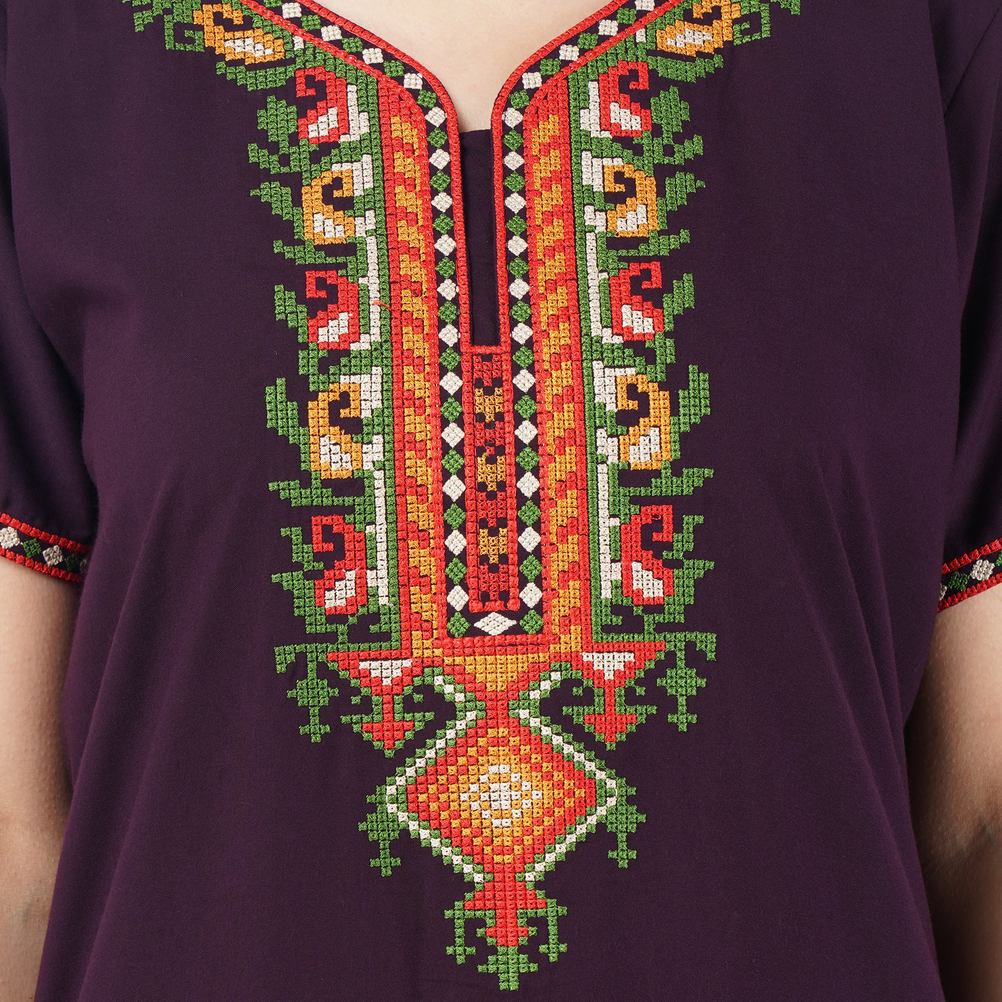 Crosswork Embroidered  Nightgown