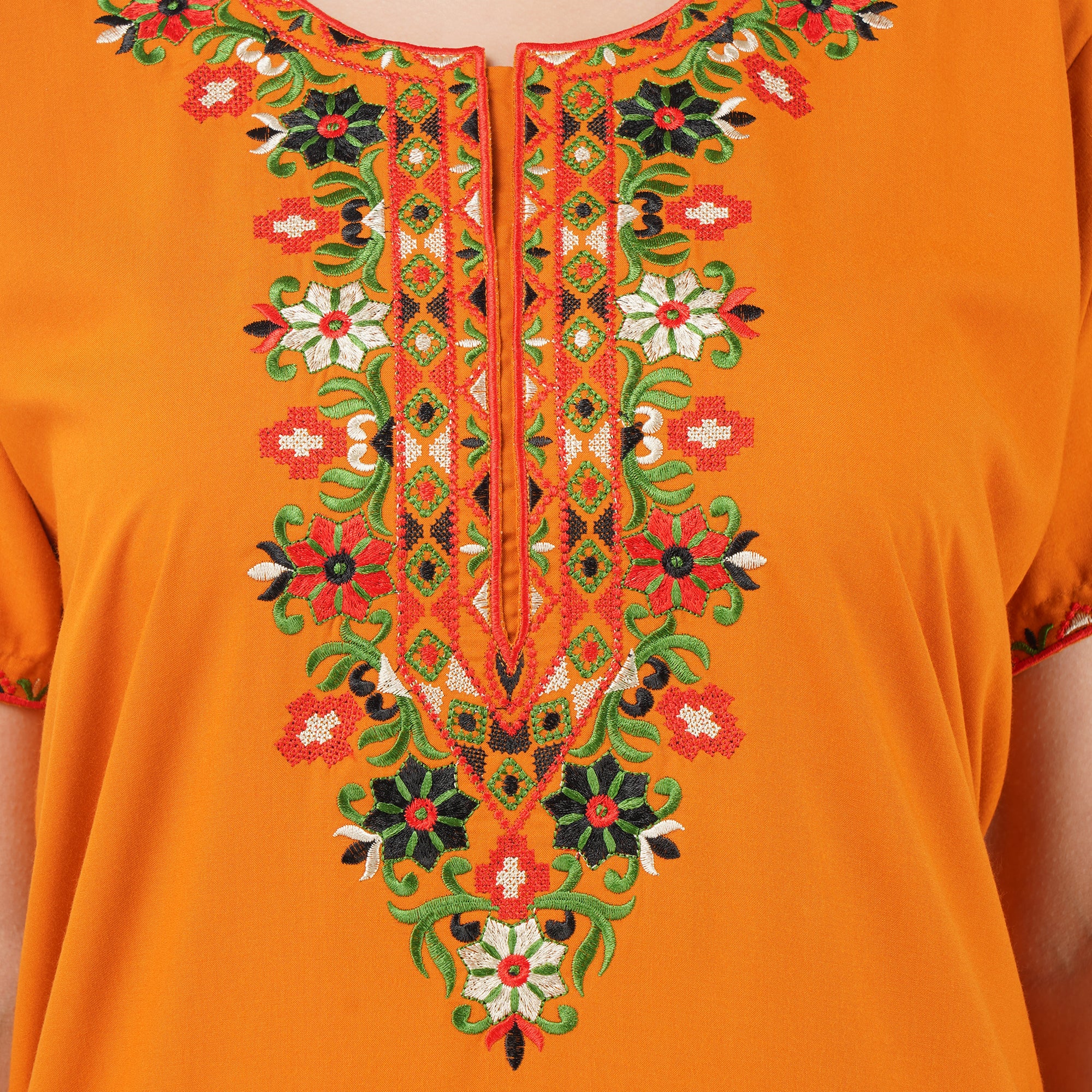 Multifloral Embroidery Night Gown
