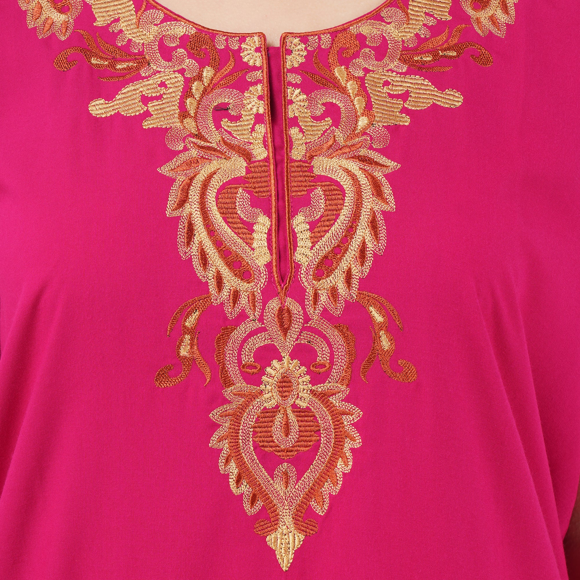 Cream Embroidery Night Gown