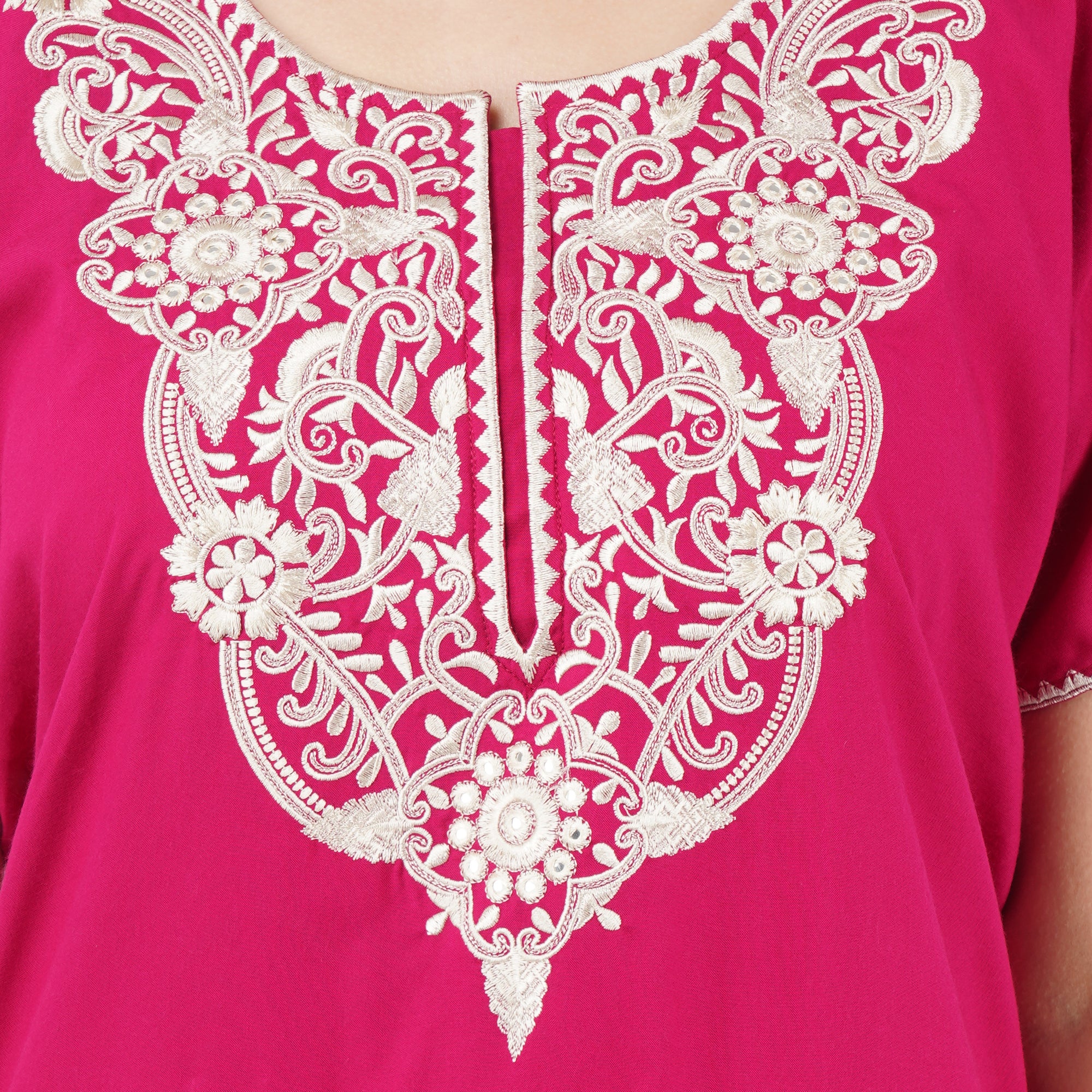 White Floral Embroidered Nightgown