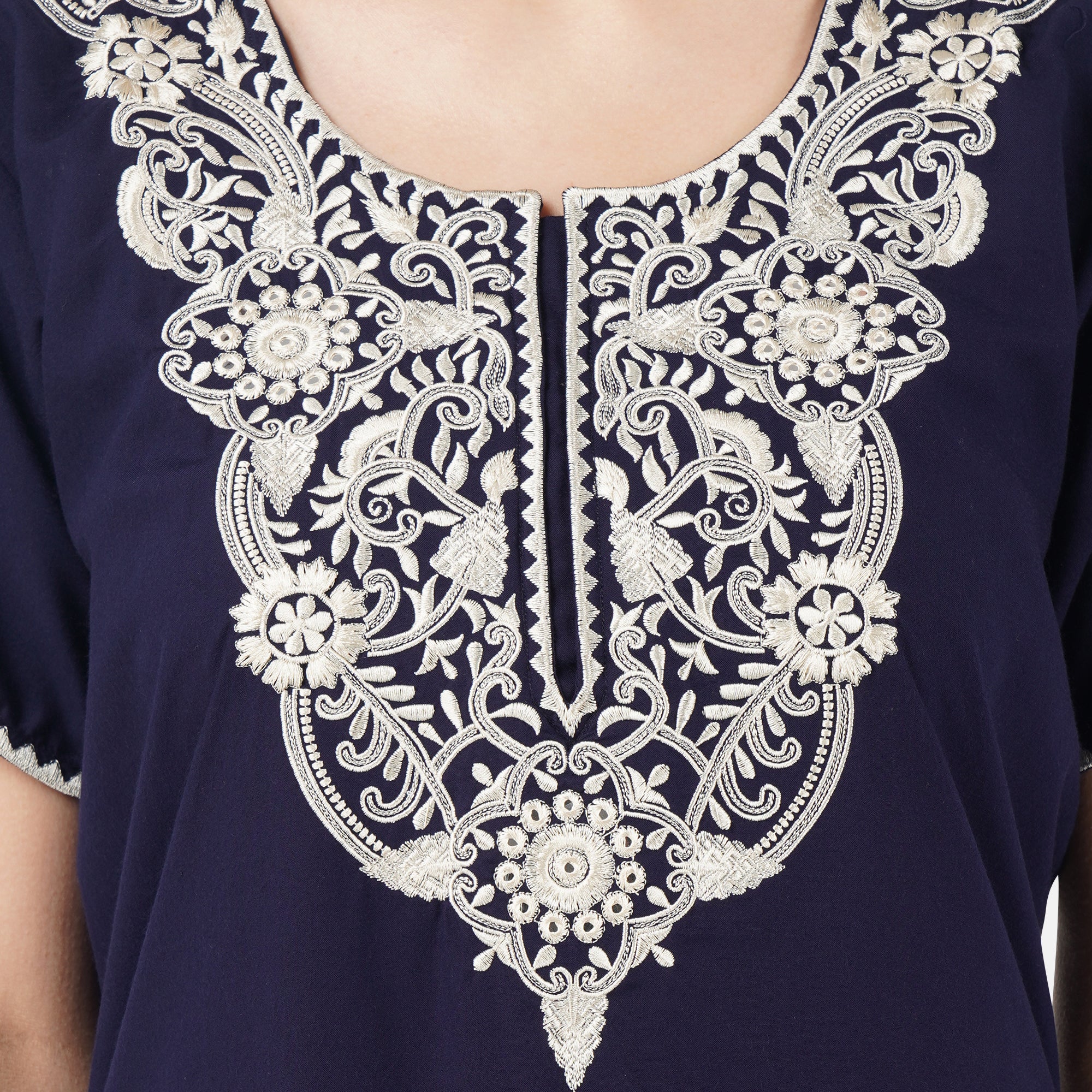 White Floral Embroidered Nightgown