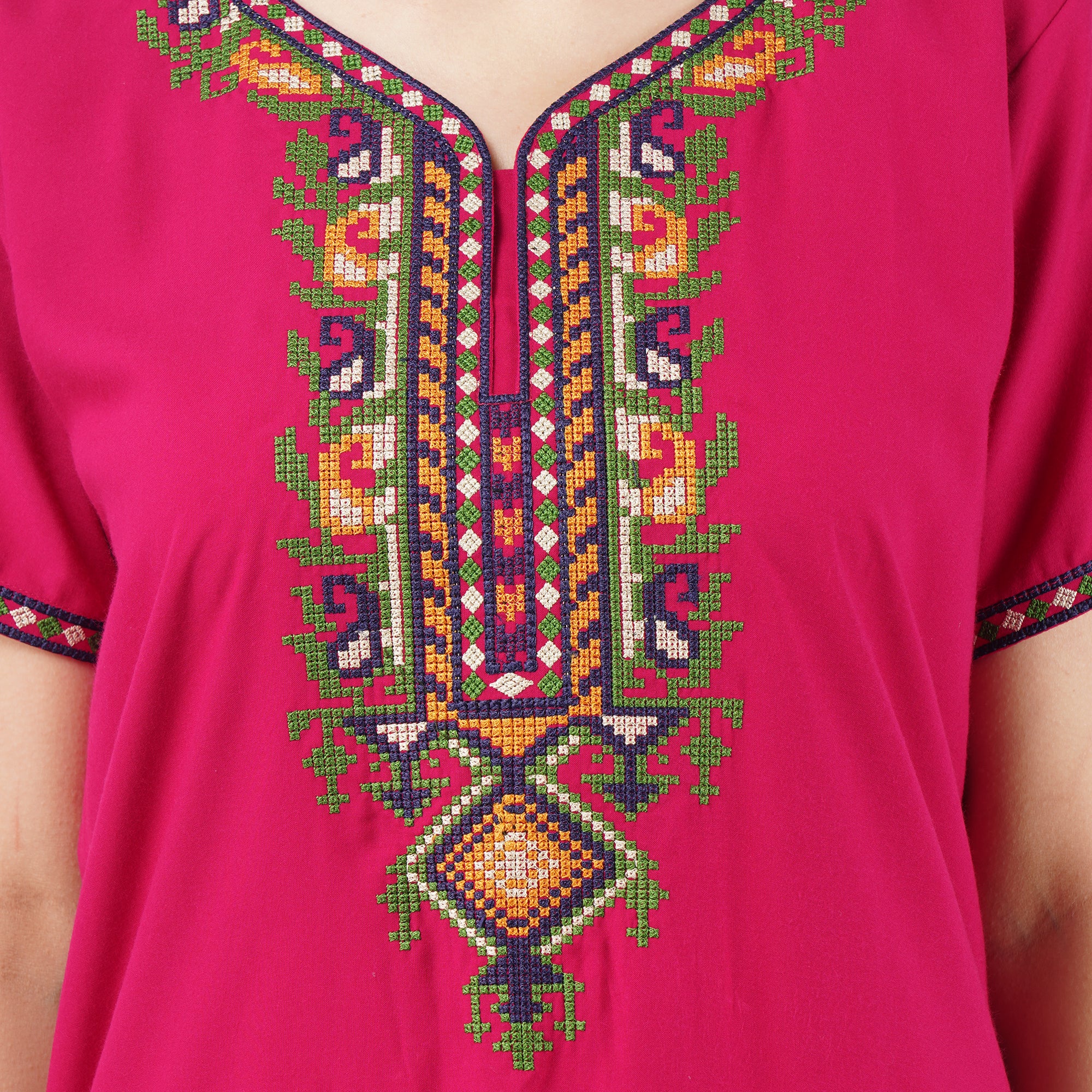 Crosswork Embroidered  Nightgown