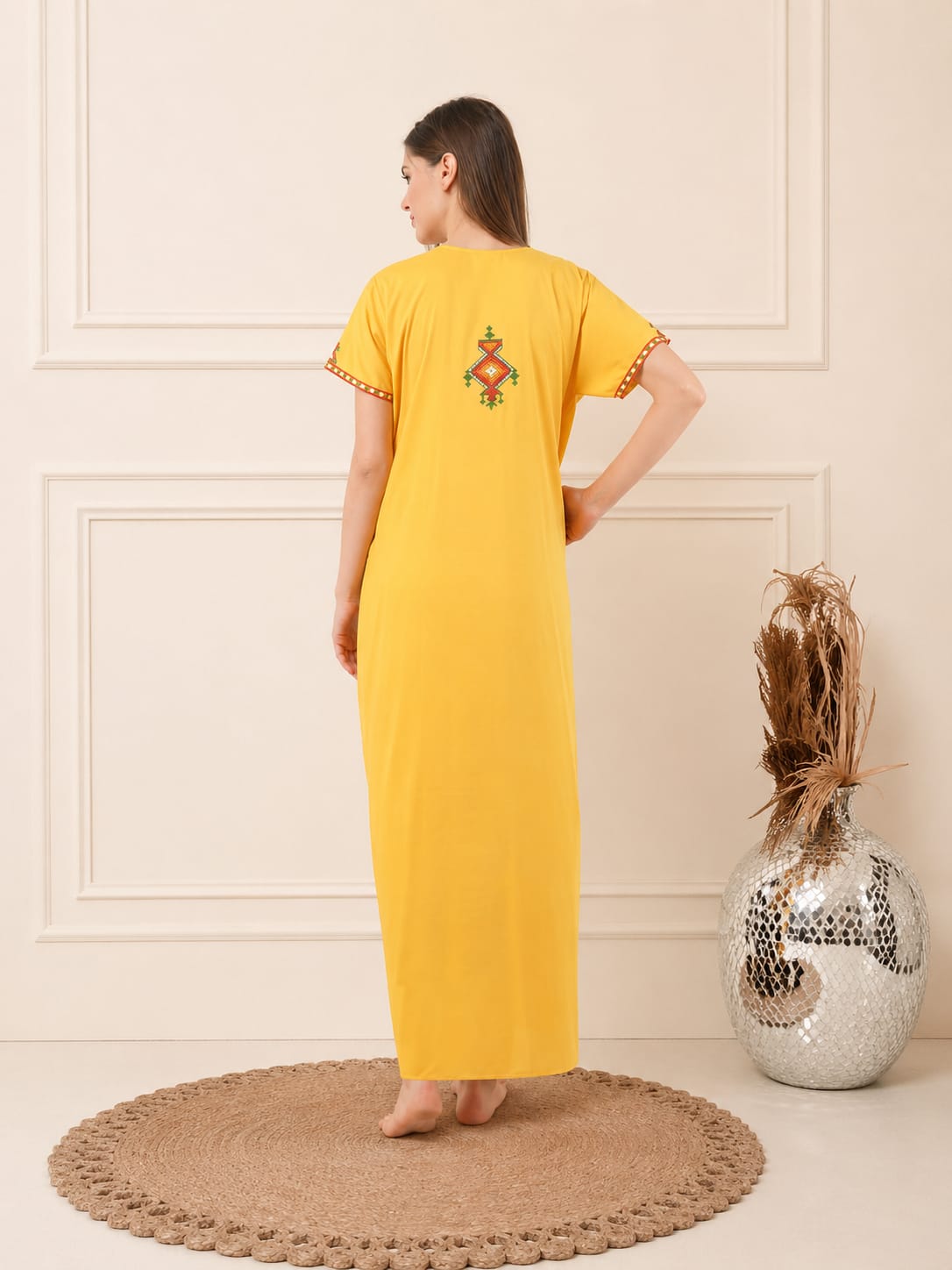 Multi Coloured Embroidered Nightgown Secondary image