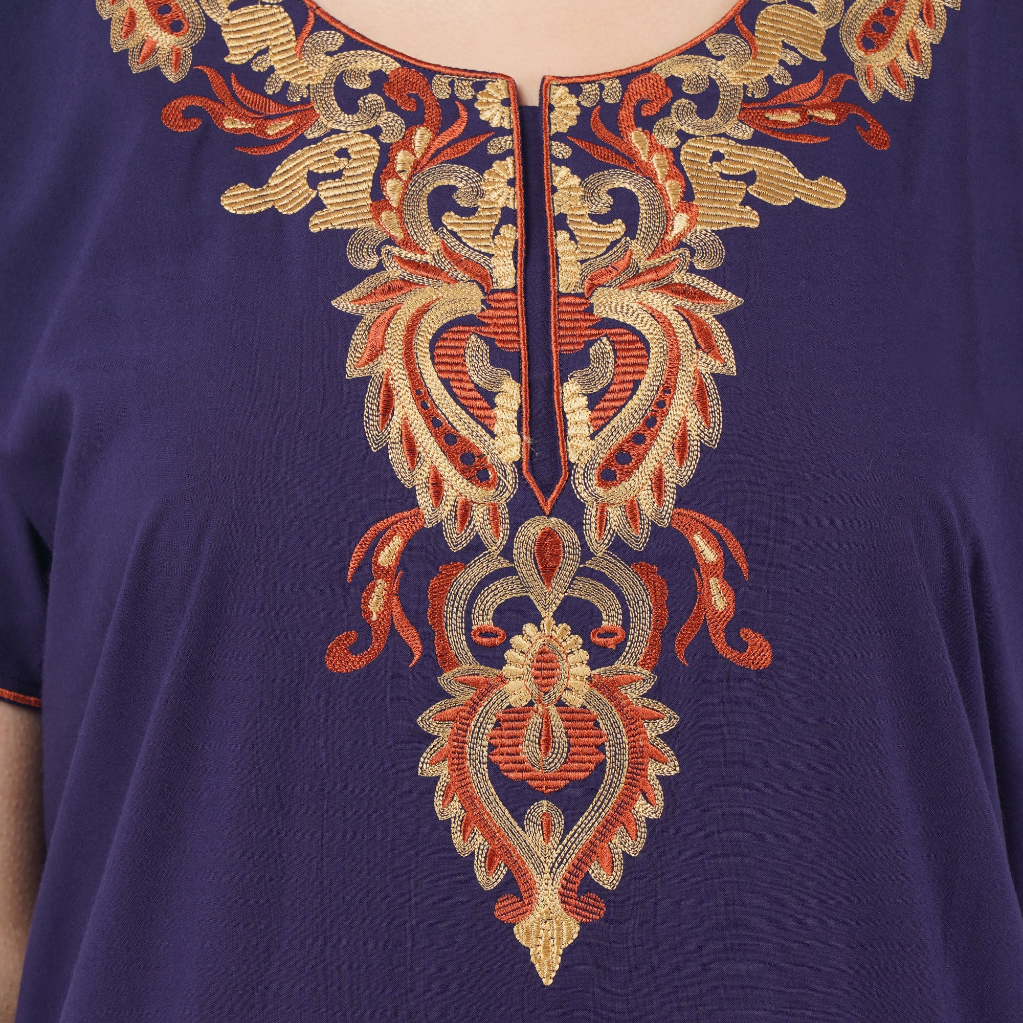 Cream Embroidery Night Gown