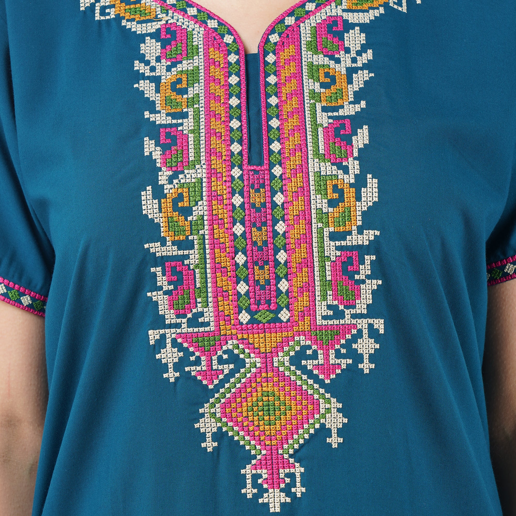 Crosswork Embroidered  Nightgown