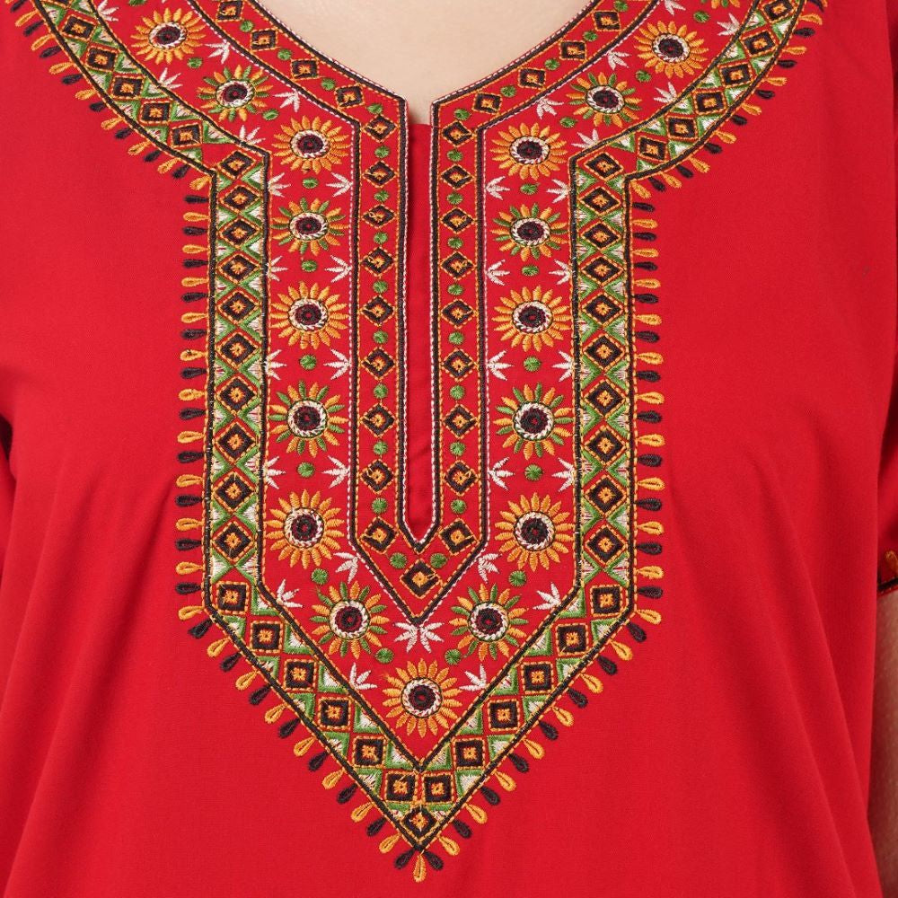 V-shaped Embroidery Night Gown