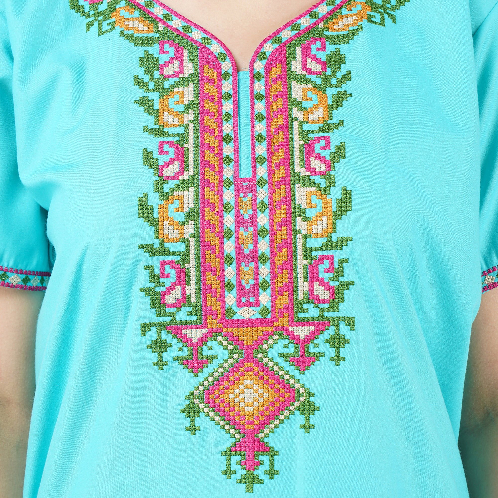 Crosswork Embroidered  Nightgown