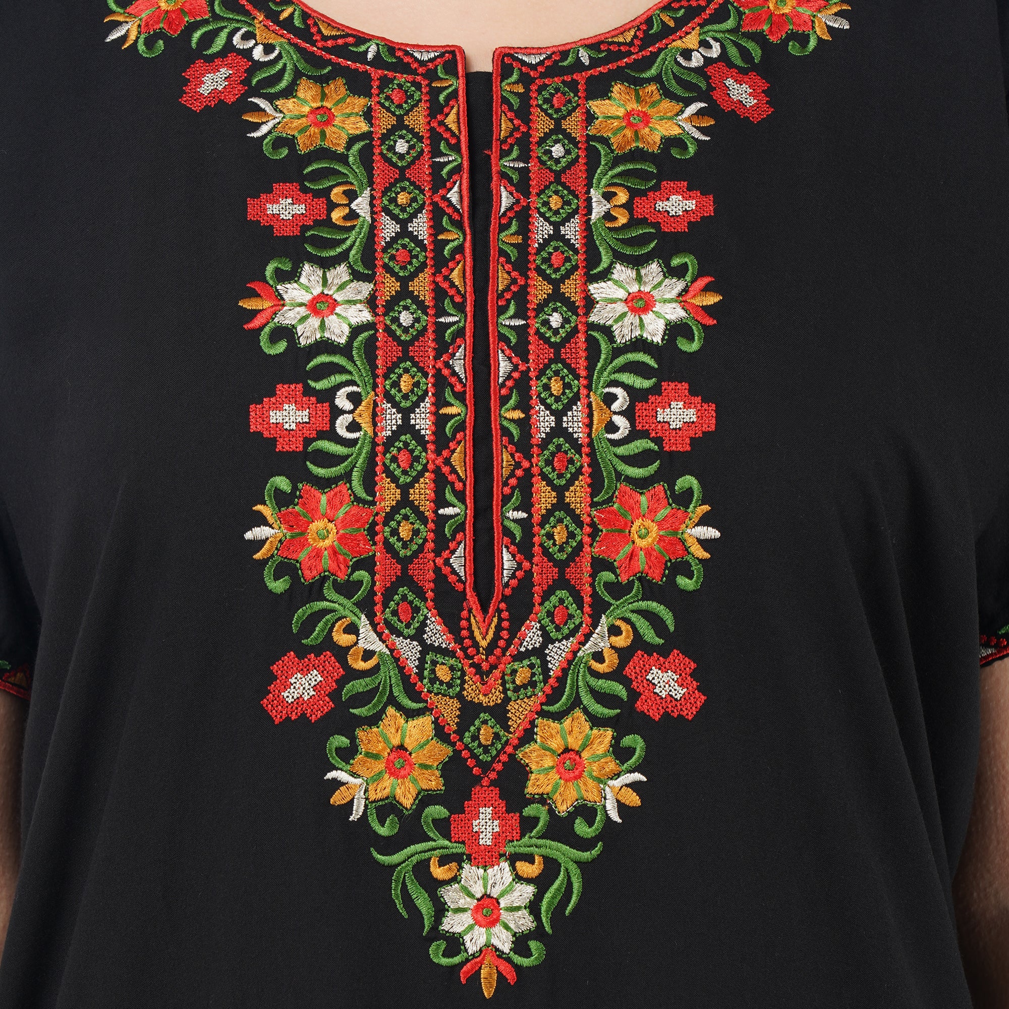 Multifloral Embroidery Night Gown