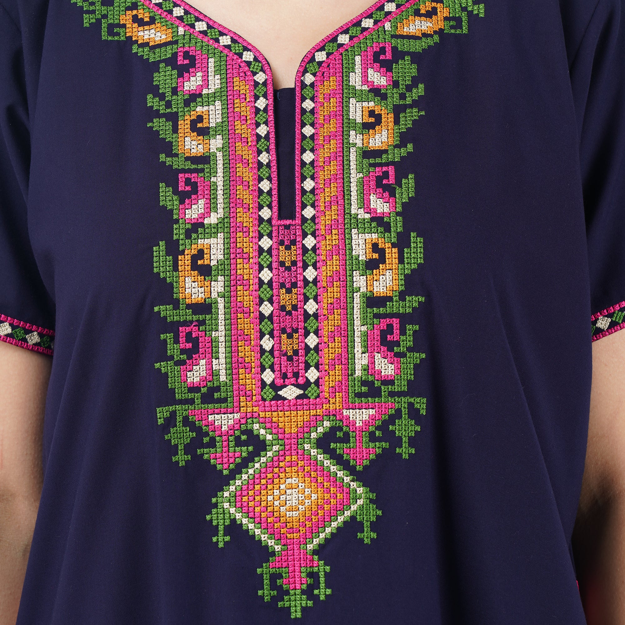 Crosswork Embroidered  Nightgown