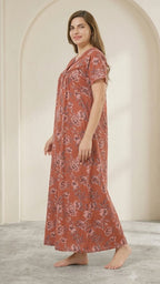 Vintage Floral Short Sleeve Long Lounge Nightdress