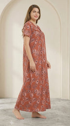 Vintage Floral Short Sleeve Long Lounge Nightdress