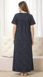 Vintage Bloom Digital Print Maxi Nightgown