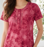 Women’s Short Sleeve Floral A-Line Alpine Nighty – Full Length Loungewear