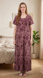 Classic A-Line Yoke Buttoned Lounge Gown