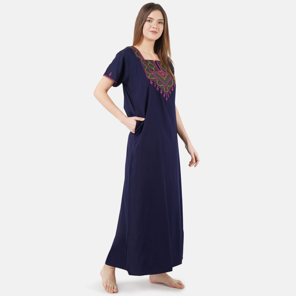 Resham Embroidery Night Gown
