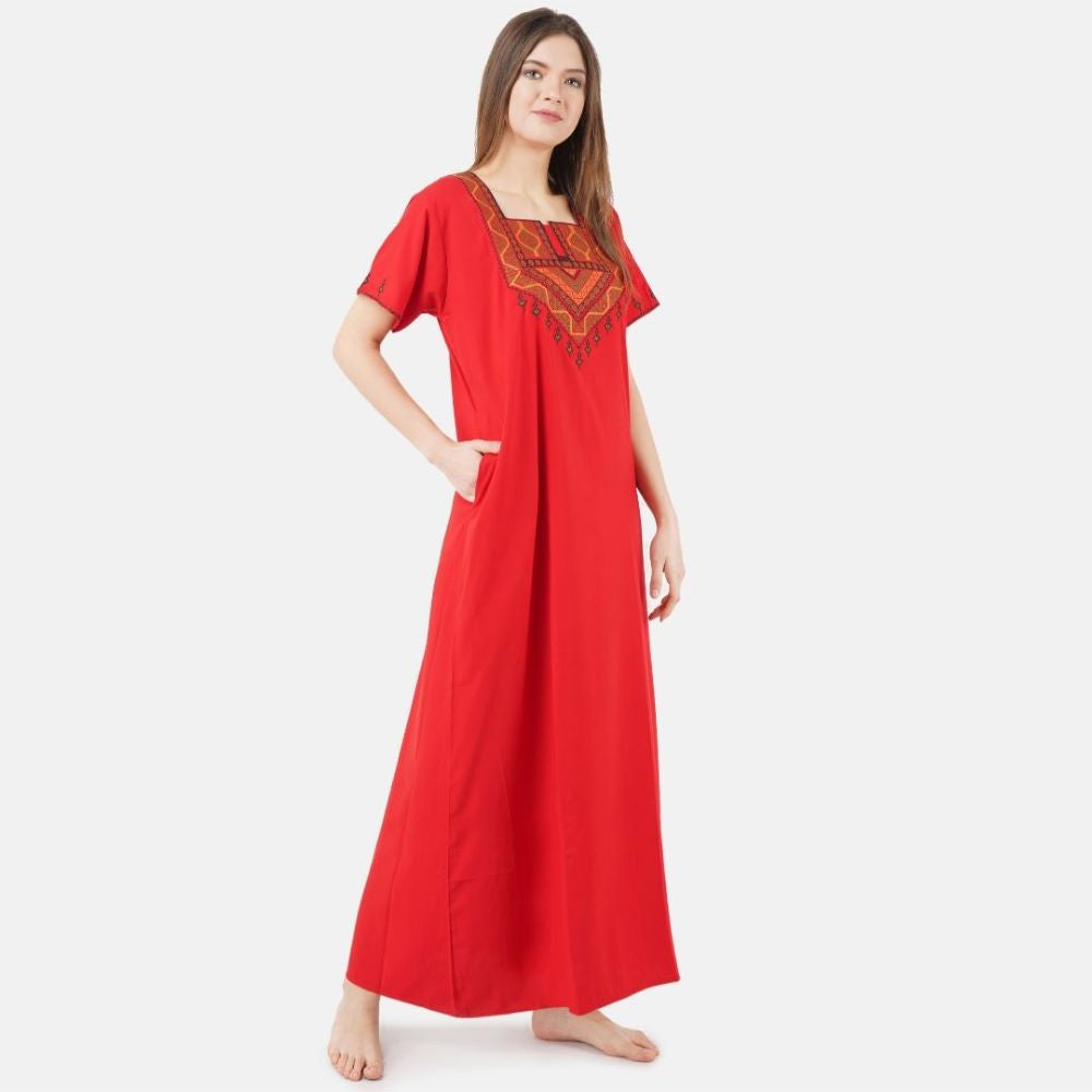 Resham Embroidery Night Gown