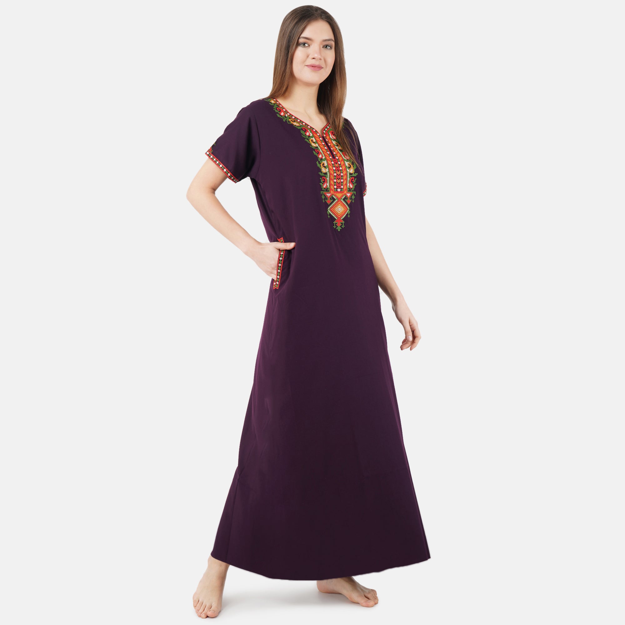 Crosswork Embroidered  Nightgown