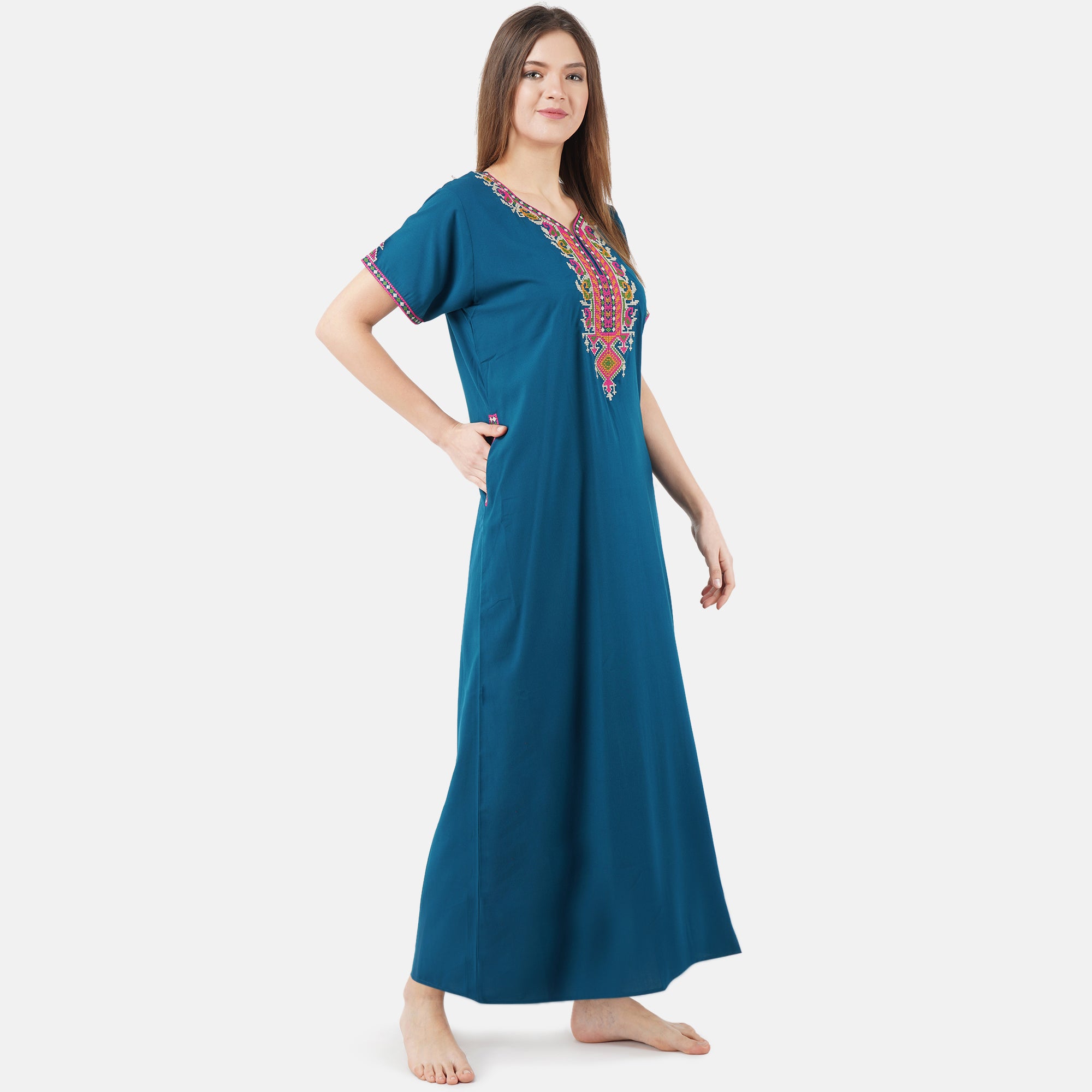 Crosswork Embroidered  Nightgown