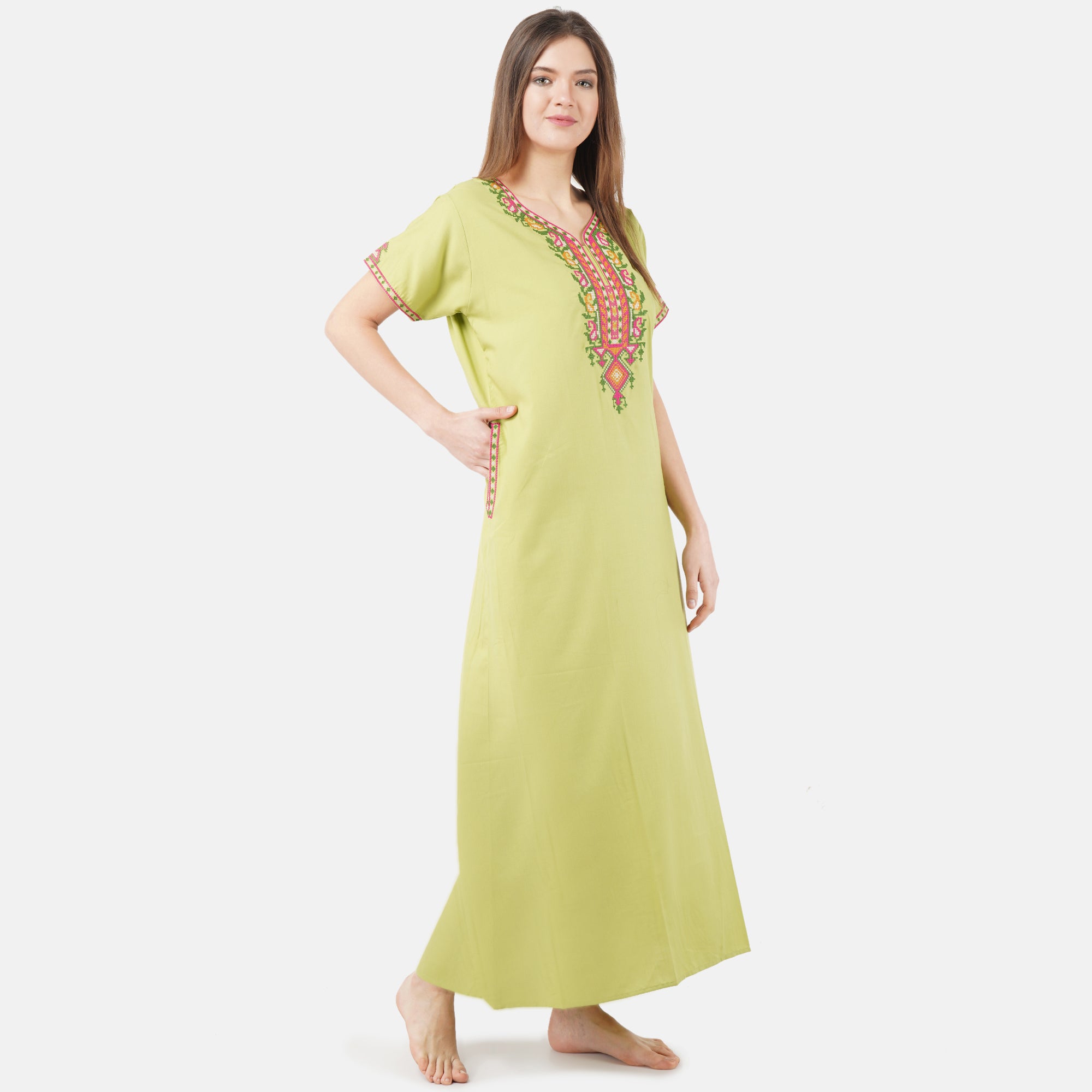 Crosswork Embroidered  Nightgown