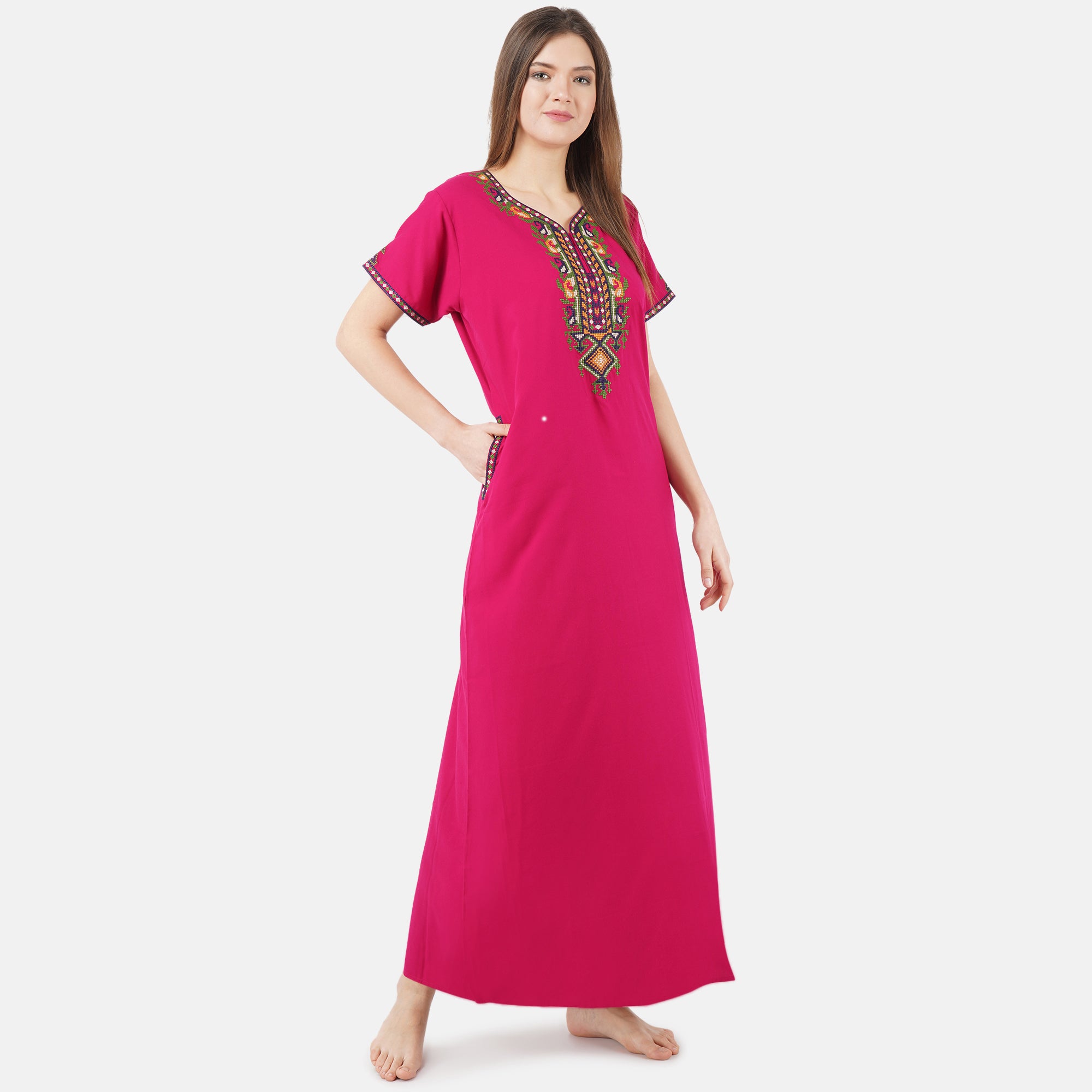 Crosswork Embroidered  Nightgown