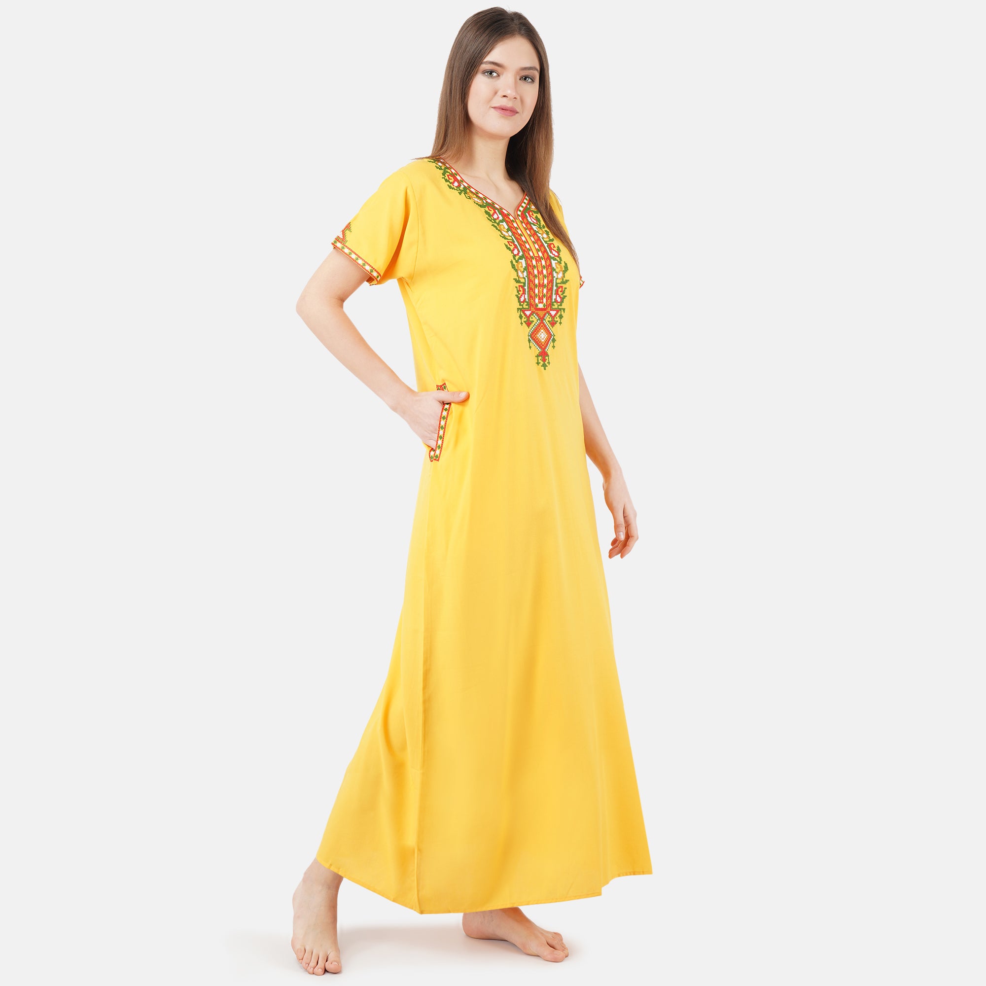 Crosswork Embroidered  Nightgown