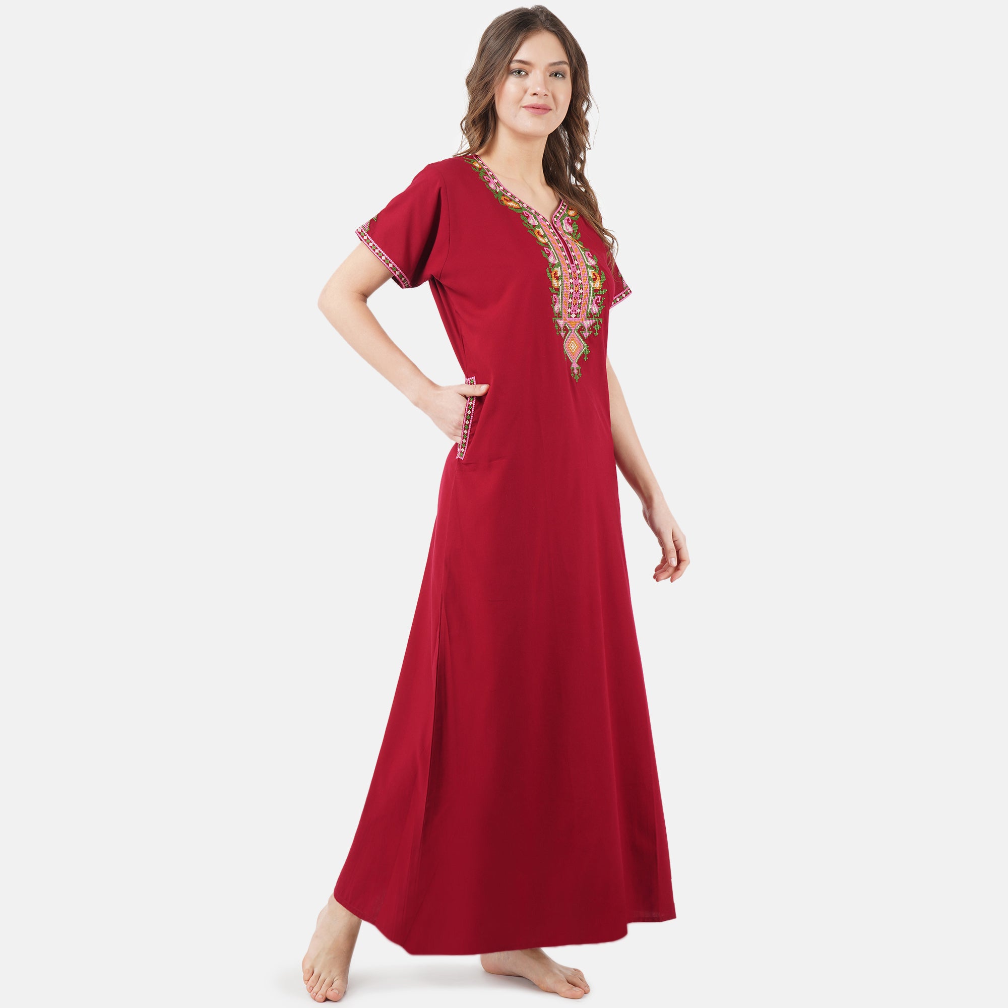 Crosswork Embroidered  Nightgown