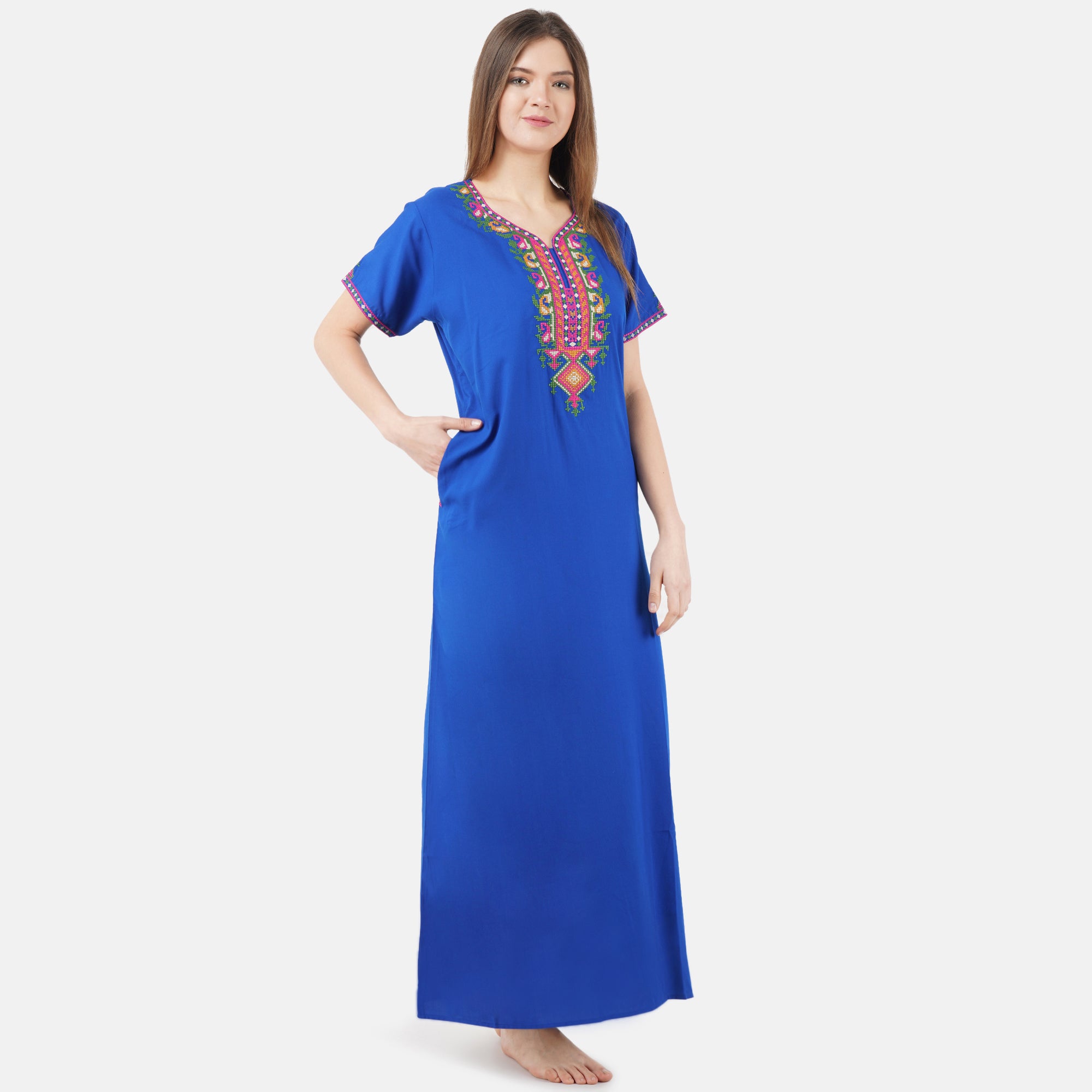 Crosswork Embroidered  Nightgown