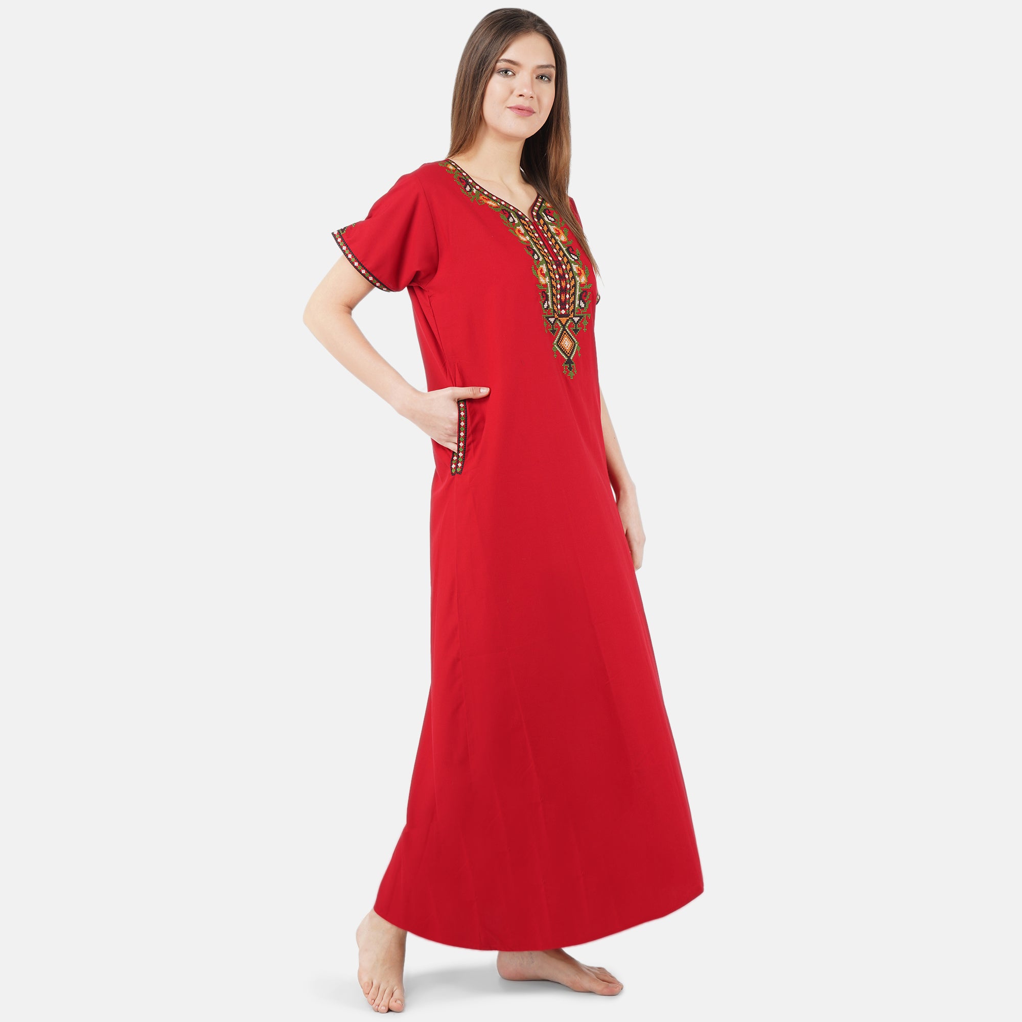 Crosswork Embroidered  Nightgown