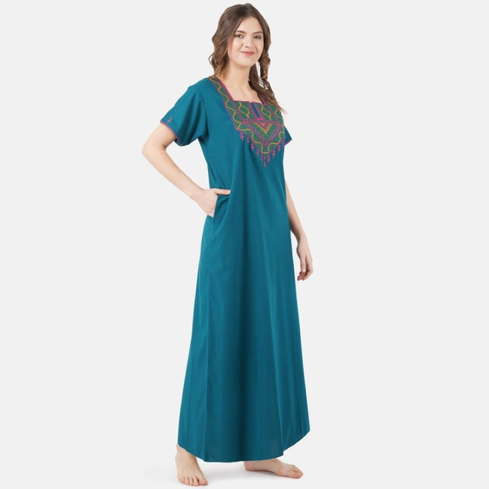 Resham Embroidery Night Gown