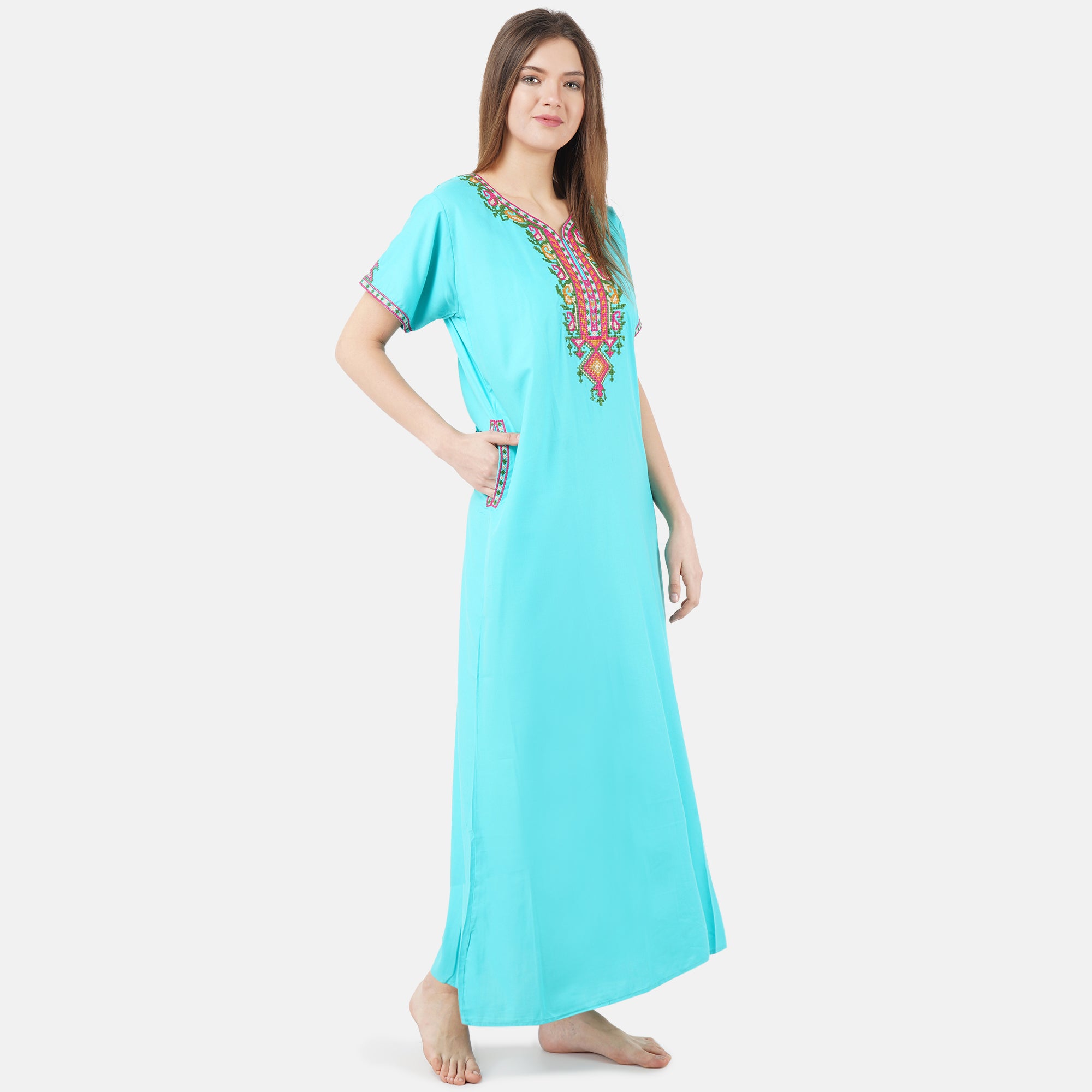 Crosswork Embroidered  Nightgown
