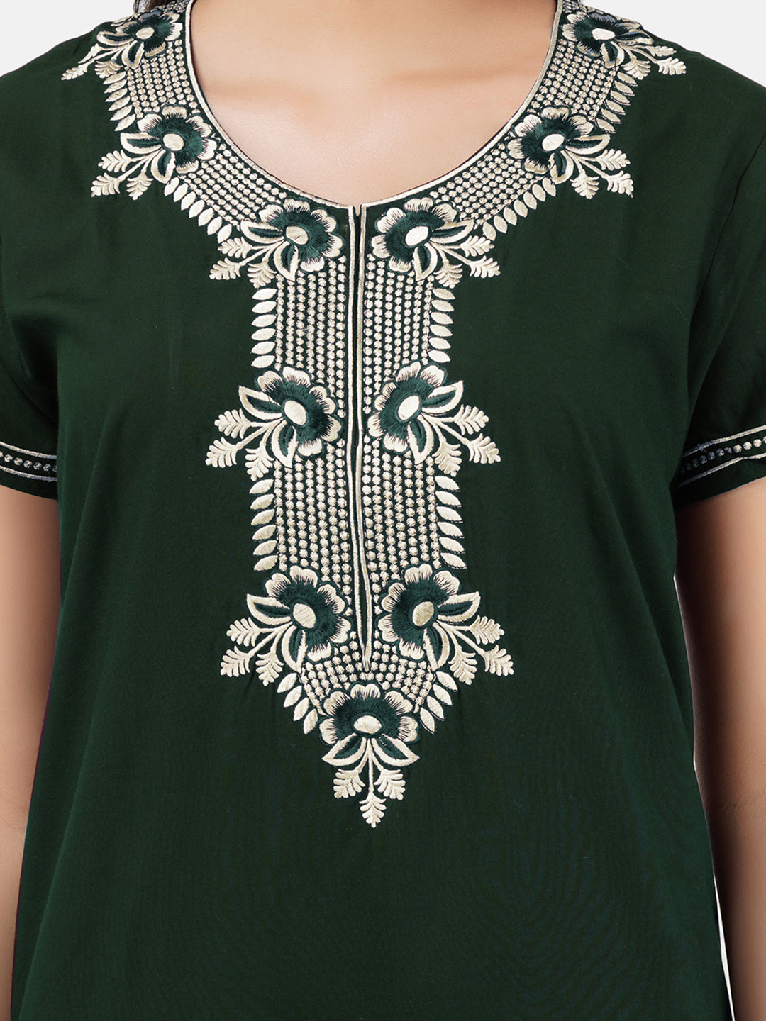 White Eleven Floral Embroidered  Nightgown