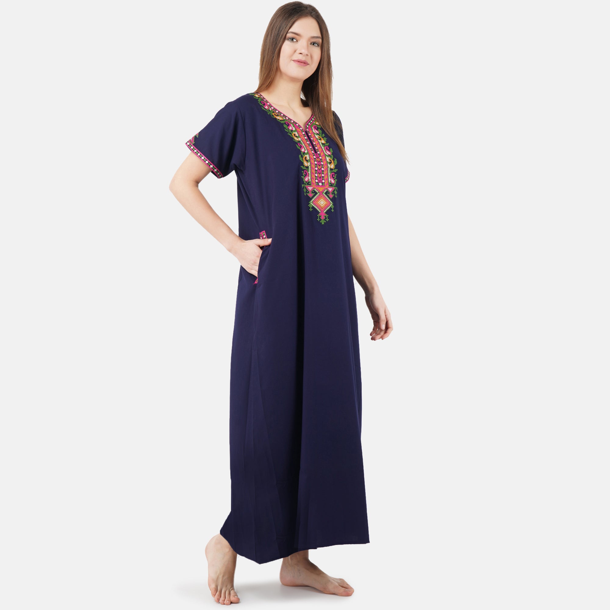 Crosswork Embroidered  Nightgown