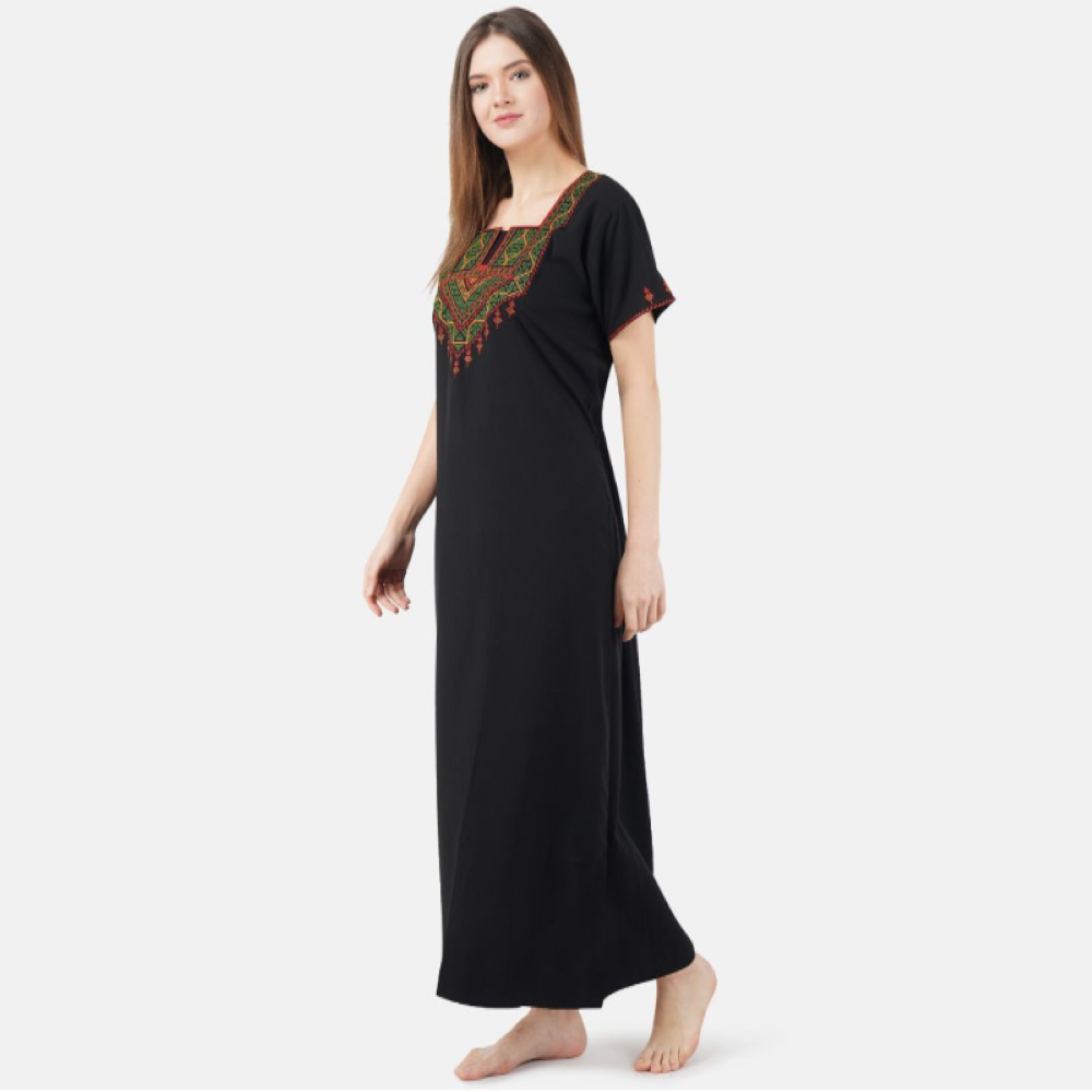 Resham Embroidery Night Gown