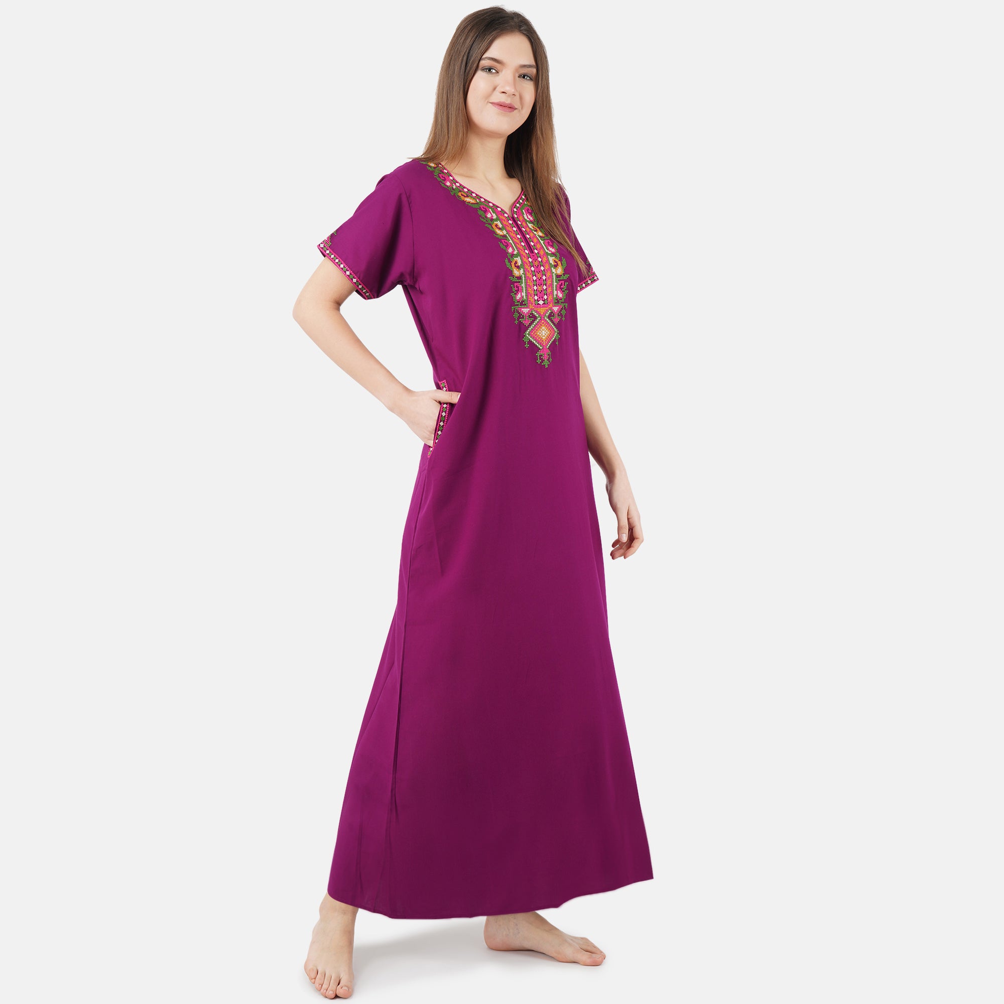 Crosswork Embroidered  Nightgown