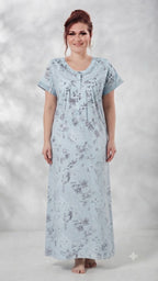 Light Floral Print A-Line Cotton Nighty