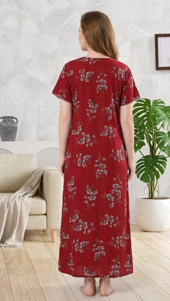 Alpine Plit Embroidered A-Line Floral Nightgown / Maxi Dress