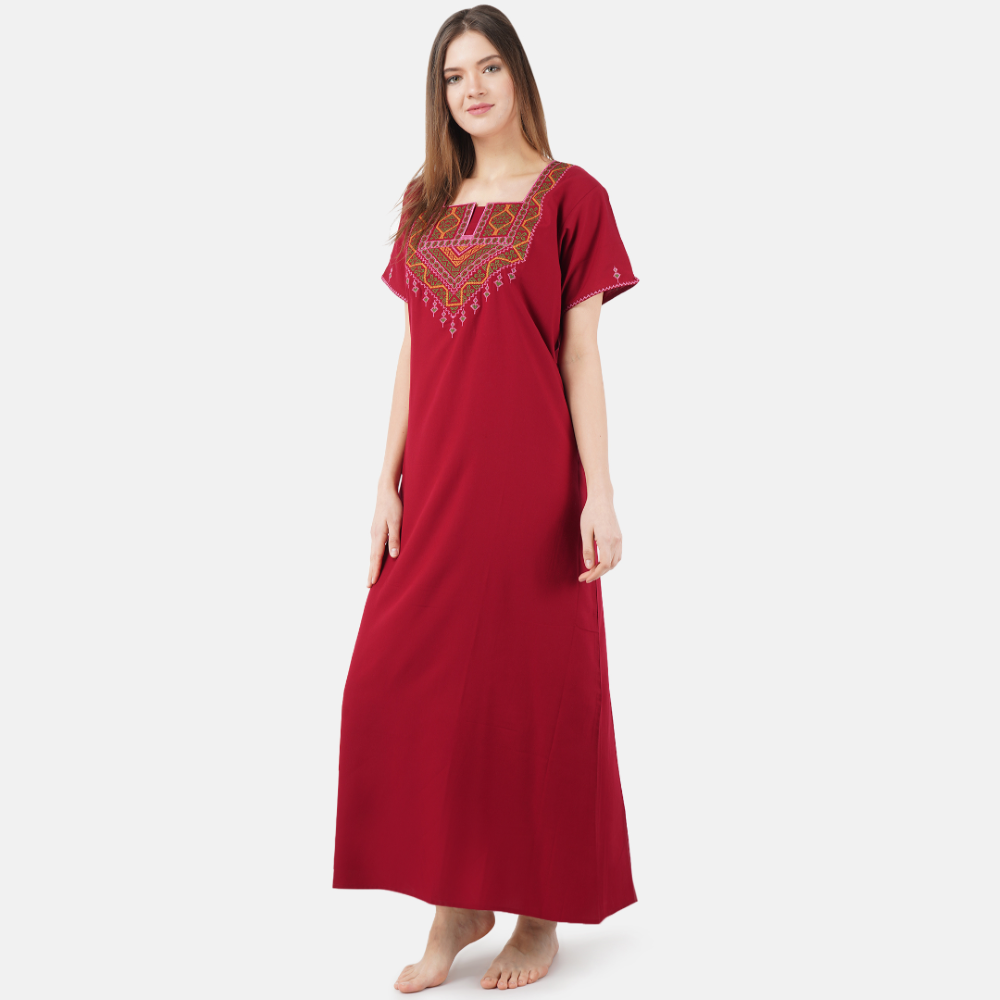 Resham Embroidery Night Gown