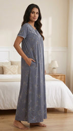 Elegance Floral Pleated Alpine Nightgown