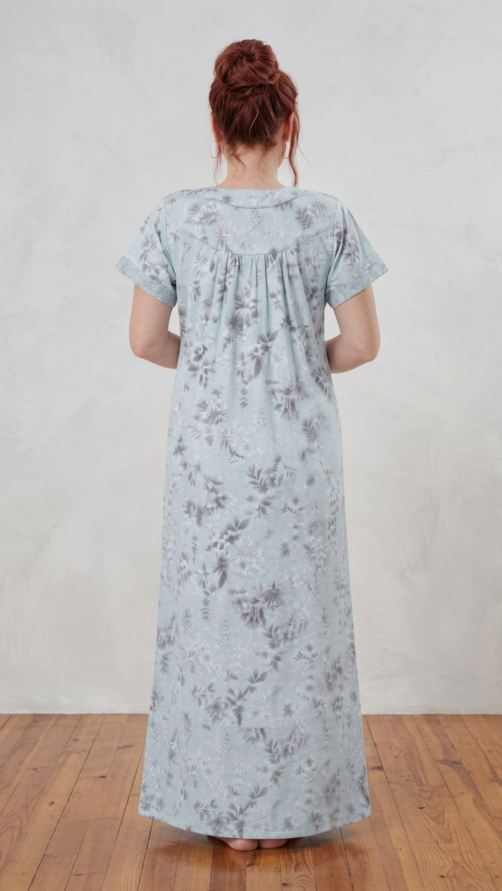 Light Floral Print A-Line Cotton Nighty